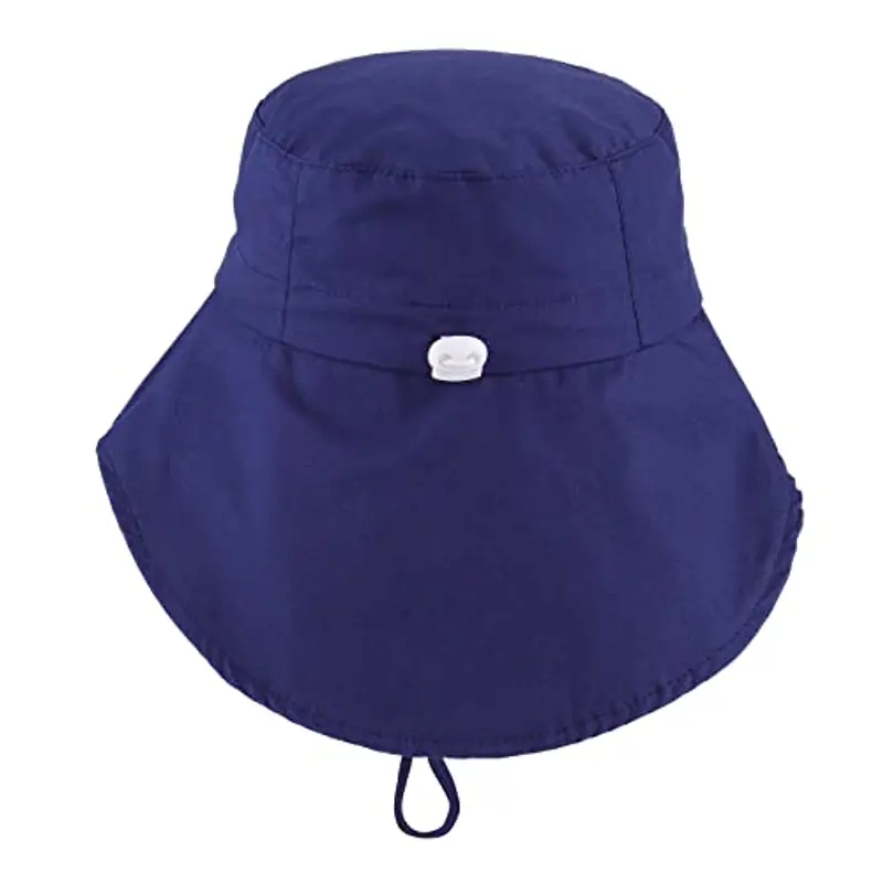 LACOFIA Cappello Estivo in Cotone Neonato Cappello da Sole Bambino Berretto UV Regolabile a Tesa Larga per Mare/Spiaggia/Piscina Blu Marino 6-18 Mesi miniatura 3