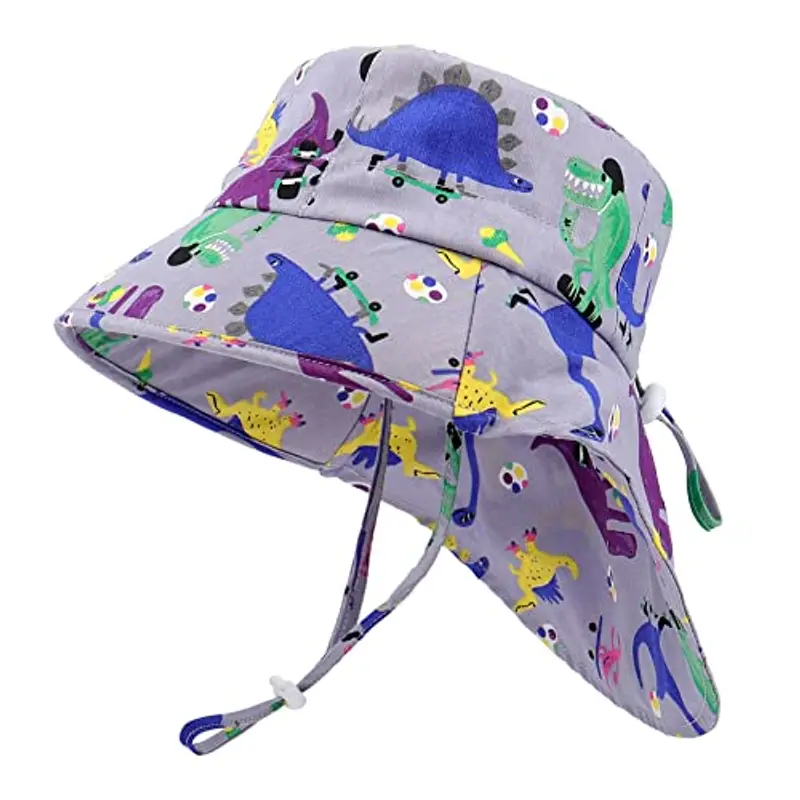 LACOFIA Cappello Estivo in Cotone Neonato Cappello da Sole Bambino Berretto UV Regolabile a Tesa Larga per Mare/Spiaggia/Piscina Viola 2-5 Anni