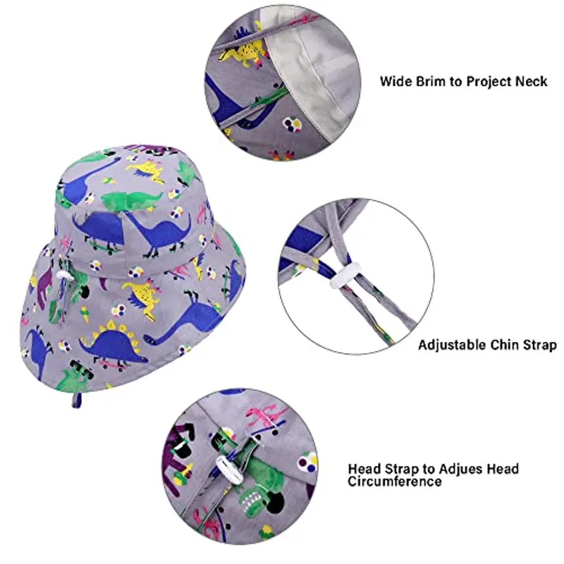 LACOFIA Cappello Estivo in Cotone Neonato Cappello da Sole Bambino Berretto UV Regolabile a Tesa Larga per Mare/Spiaggia/Piscina Viola 6-18 Mesi miniatura 3