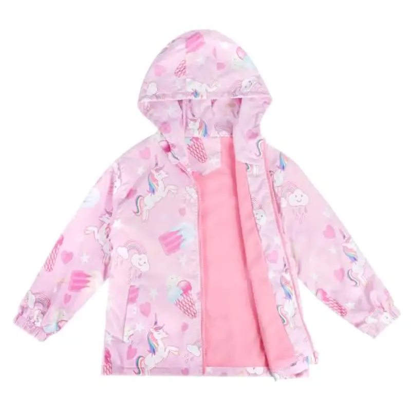 LACOFIA Giacca Impermeabile Bambina con Fodera in Pile Giubbino a Vento per Bambine e Ragazze con Cappuccio e Foderato Giacca Antipioggia per Autunno/Inverno Rosa 11-12 anni