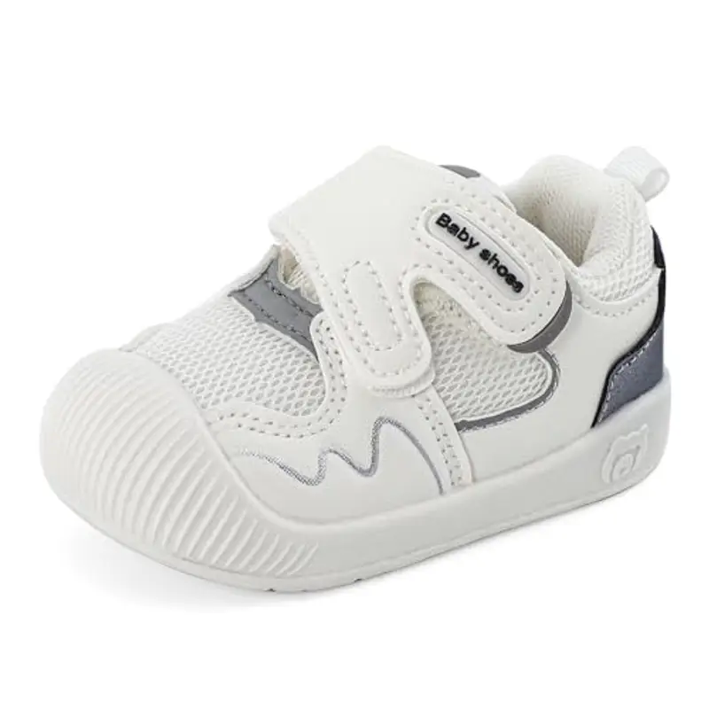 LACOFIA Scarpine Primi Passi Bambina Scarpe Ginnastica Neonato Sneakers Bimbo con Suola Gomma Antiscivolo Bianco/Nero