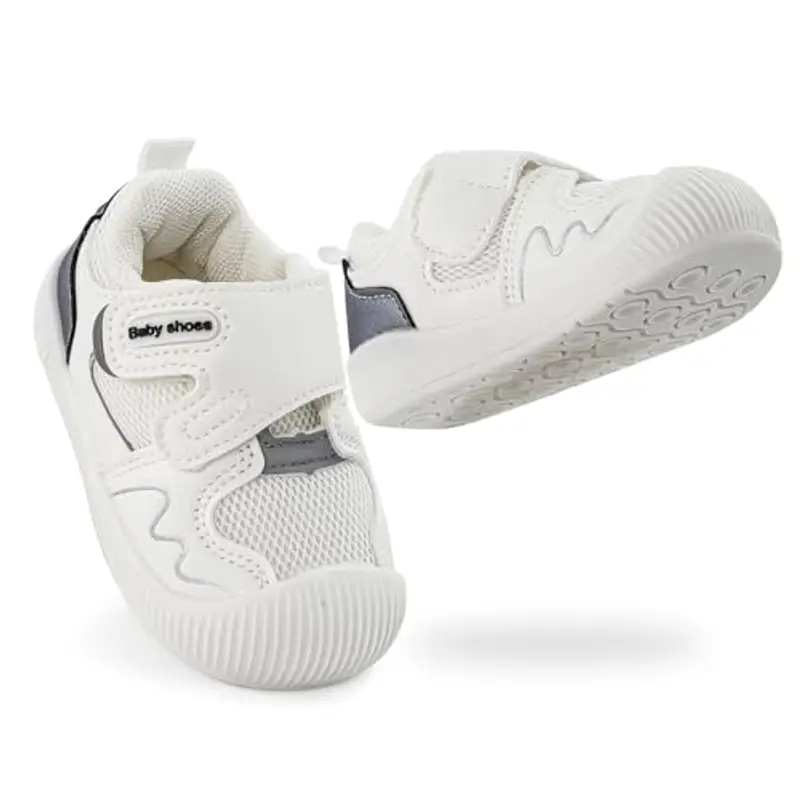 LACOFIA Scarpine Primi Passi Bambina Scarpe Ginnastica Neonato Sneakers Bimbo con Suola Gomma Antiscivolo Bianco/Nero miniatura 2