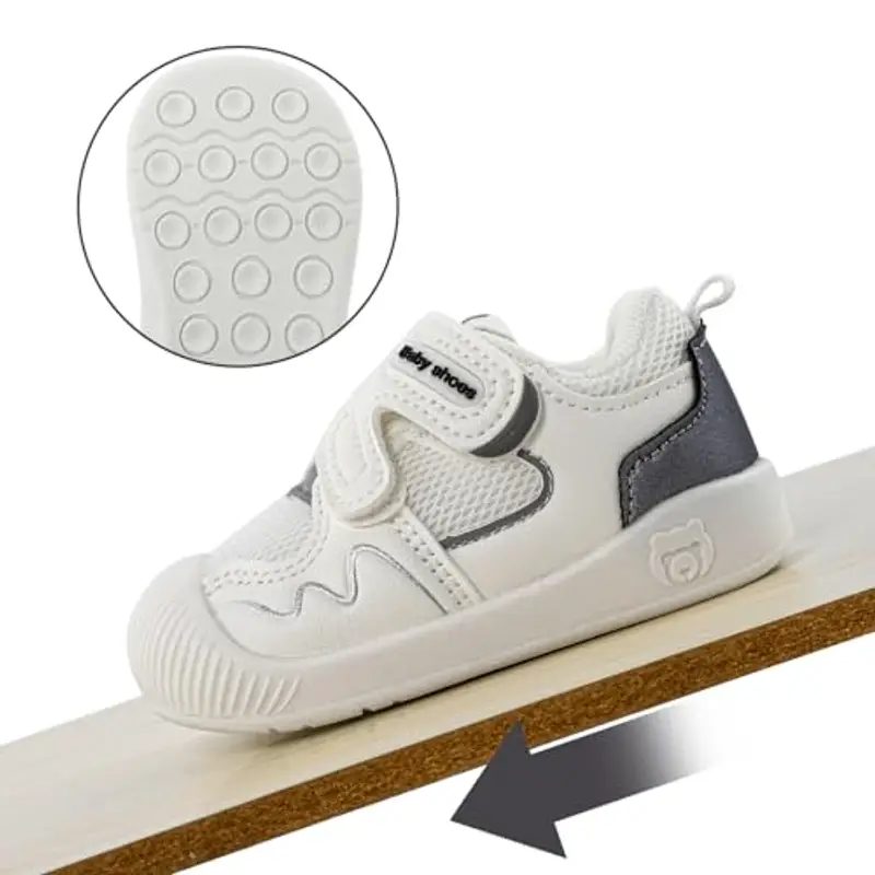 LACOFIA Scarpine Primi Passi Bambina Scarpe Ginnastica Neonato Sneakers Bimbo con Suola Gomma Antiscivolo Bianco/Nero miniatura 3