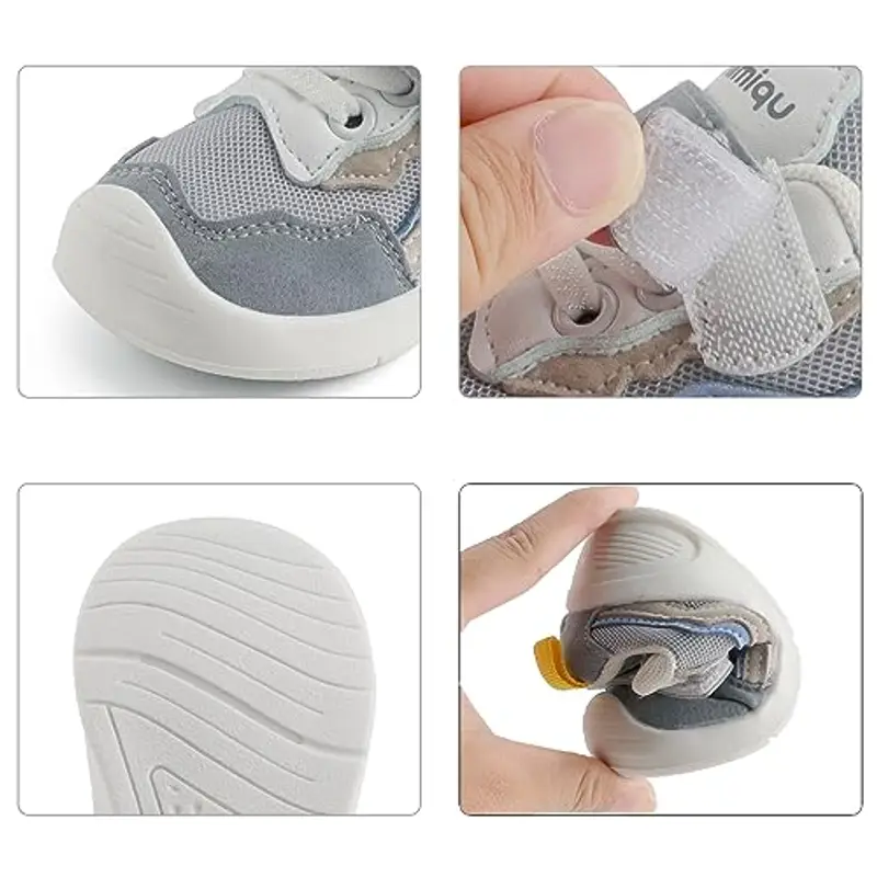 LACOFIA Scarpine Primi Passi Bimbo Scarpe Neonato con Suola Gomma Antiscivolo Sneakers Bambino Grigio 17 EU miniatura 2