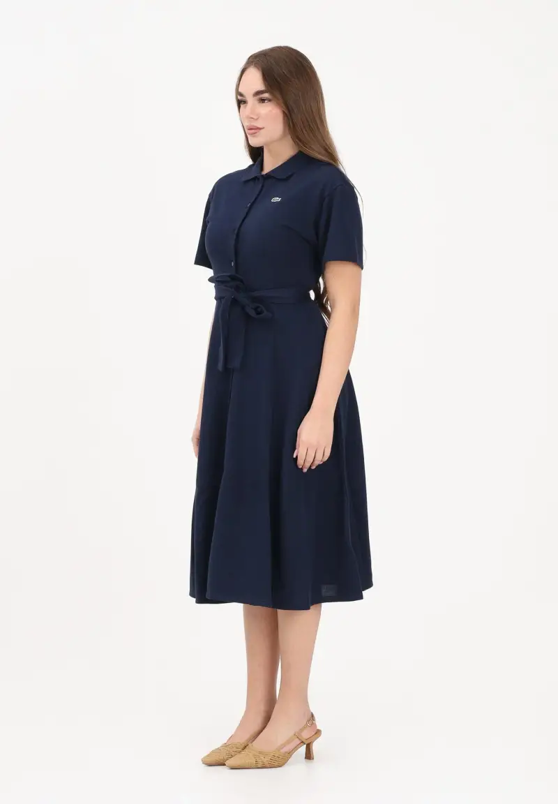 Abito midi blu da donna in mini piqué