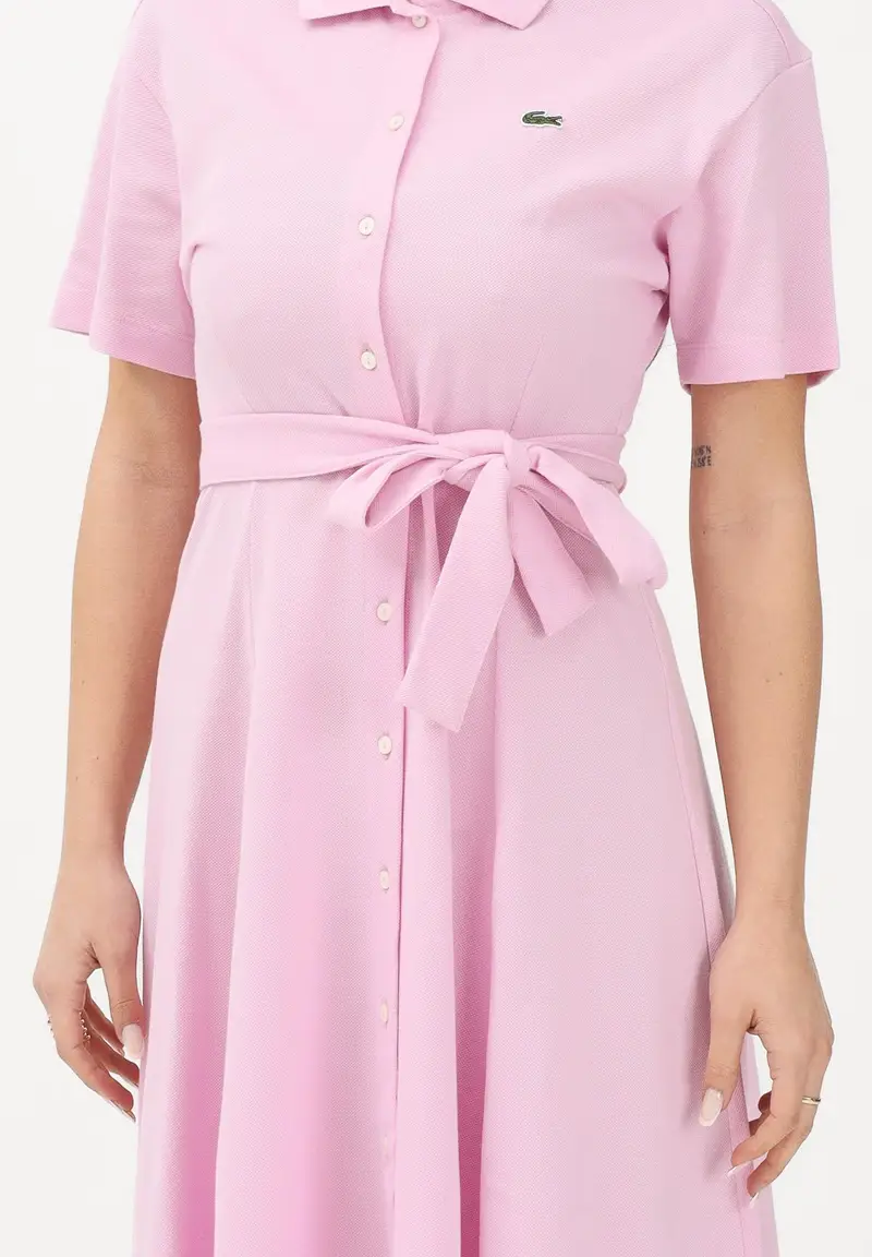 Abito midi rosa da donna in mini piqué miniatura 3