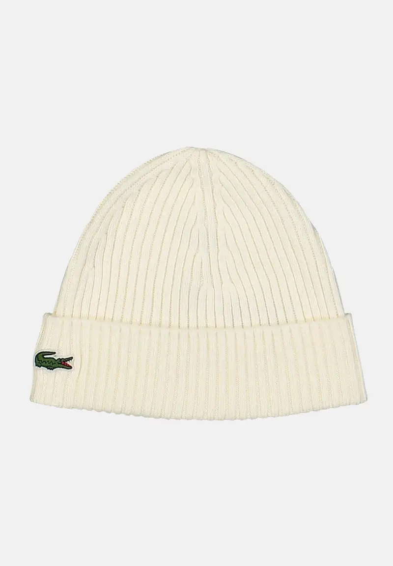 LACOSTE Berretto di lana panna per uomo e donna