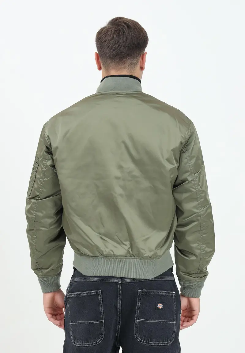 LACOSTE Bomber verde da uomo con logo miniatura 2