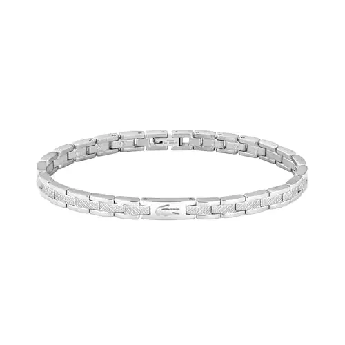 Lacoste Bracciale a Maglie da Donna Collezione METROPOLE in Acciaio Inossidabile con Petit Piqué Inciso