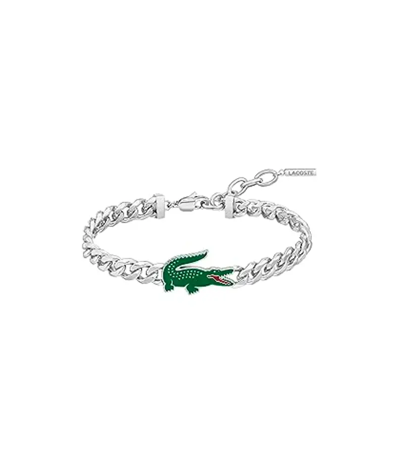 Lacoste Braccialetto a catena da uomo Collezione ARTHOR in Acciaio Inossidabile, Argento Silver
