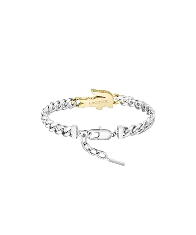 Lacoste Braccialetto a Catena da Uomo Collezione ARTHOR in Acciaio Inossidabile Bicolore con un Charm a Forma di Coccodrillo - 2040552 miniatura 3