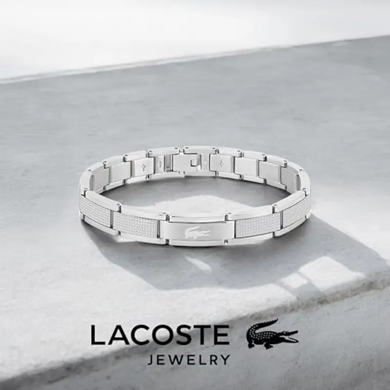 Lacoste Braccialetto a maglie da uomo Collezione STENCIL in Acciaio Inossidabile, Argento (Silver), Taglia Unica miniatura 3