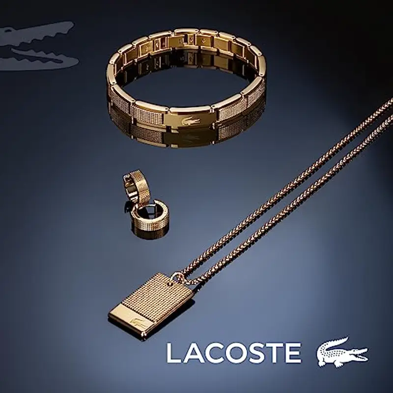 Lacoste Braccialetto a maglie da uomo Collezione STENCIL in Acciaio Inossidabile, Oro (Yellow Gold), Taglia Unica miniatura 3