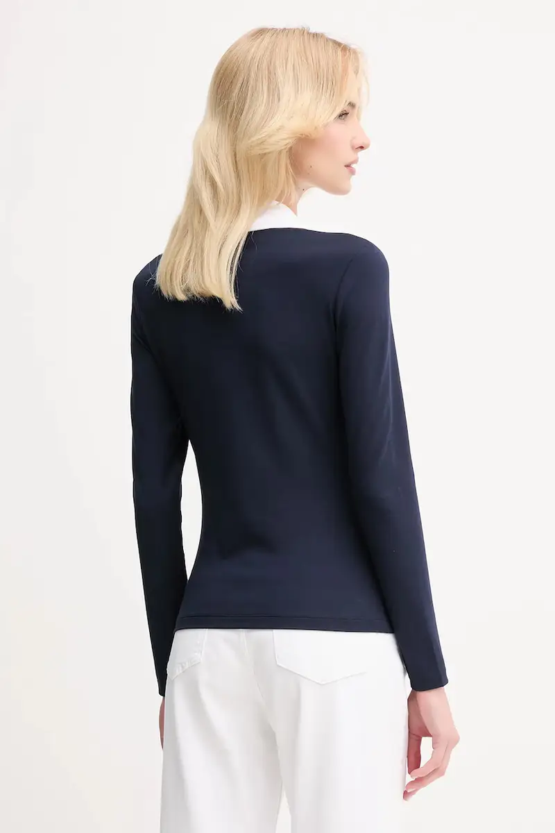 camicia a maniche lunghe colore blu navy DF7785 miniatura 3