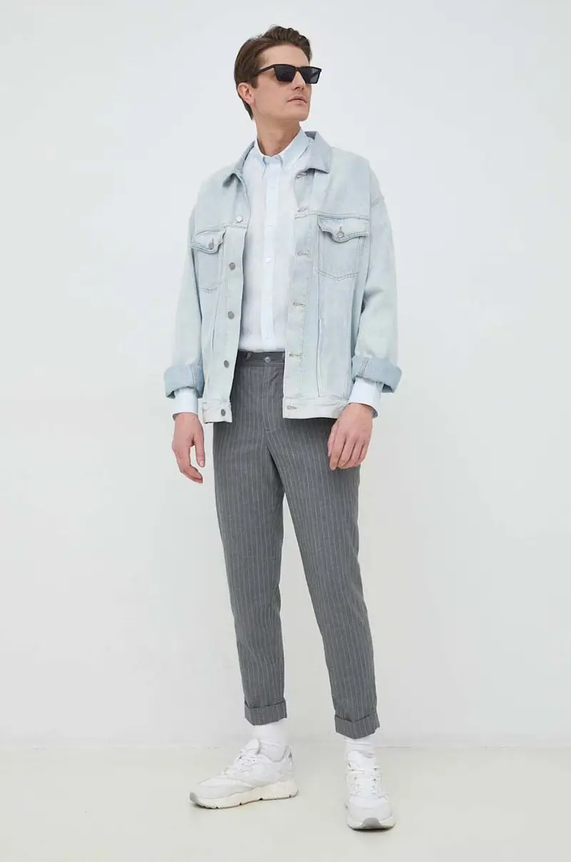 camicia di lino Blu miniatura 2