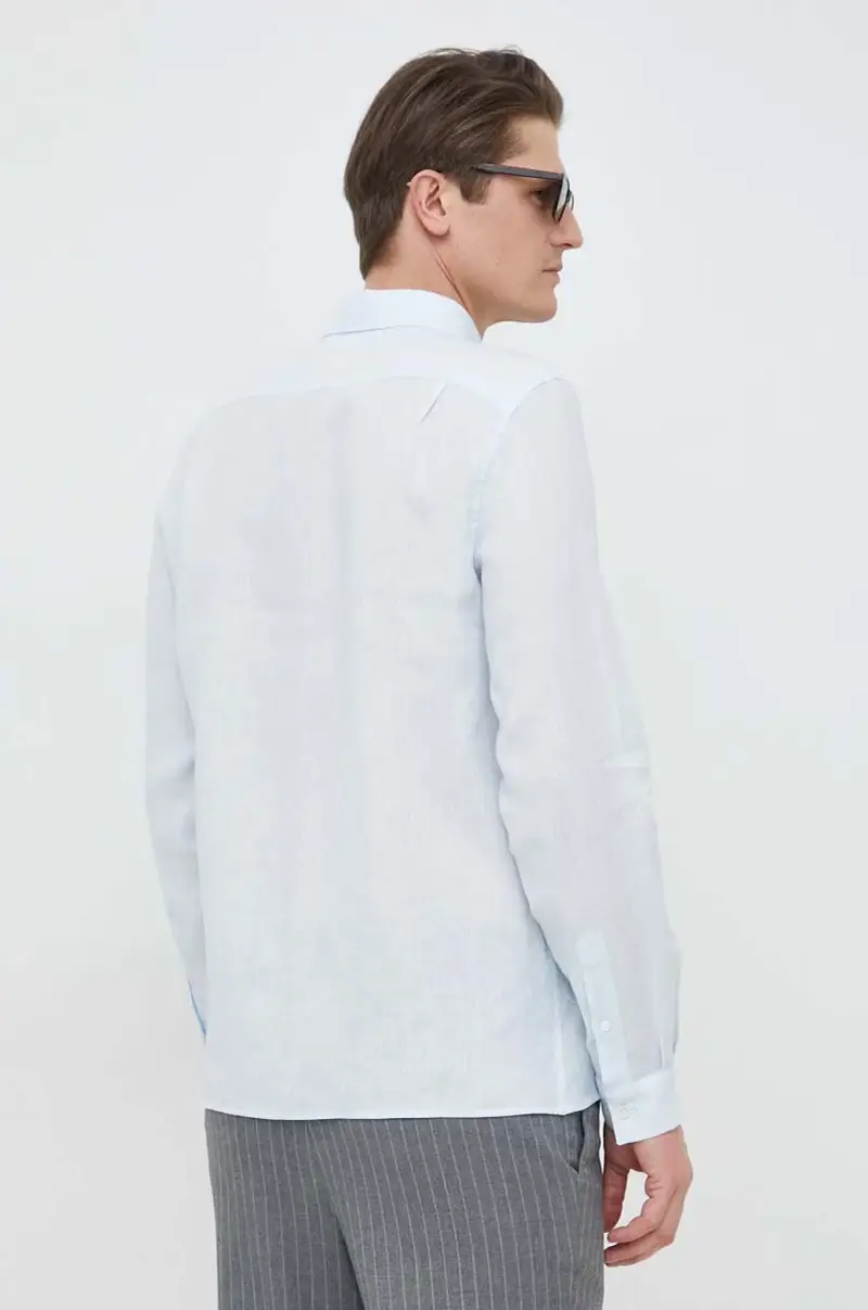 camicia di lino Blu miniatura 3