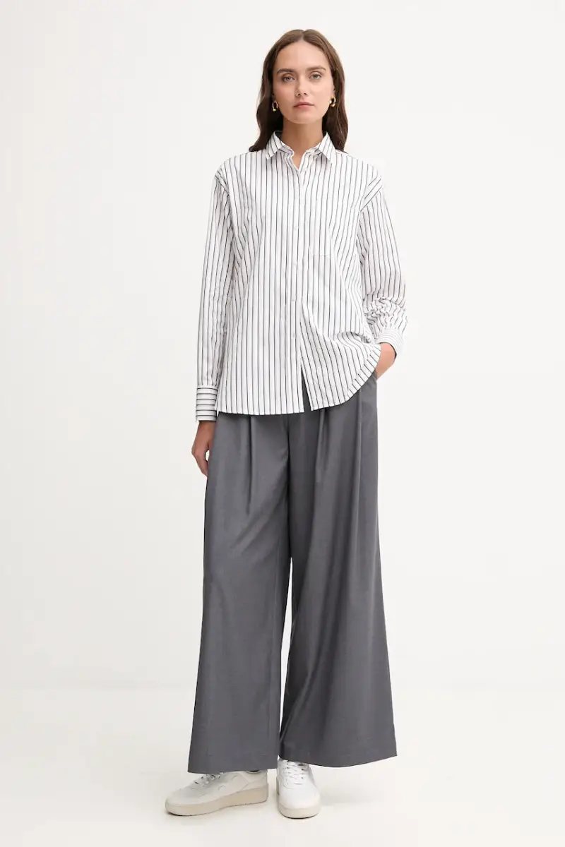 camicia in cotone donna colore verde CF0215 Bianco miniatura 2