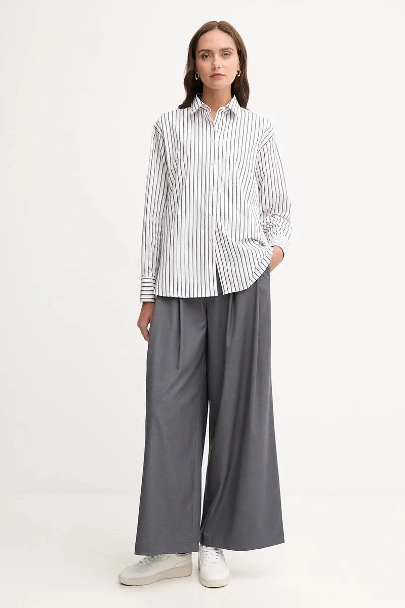 camicia in cotone donna colore verde CF0215 Bianco miniatura 2