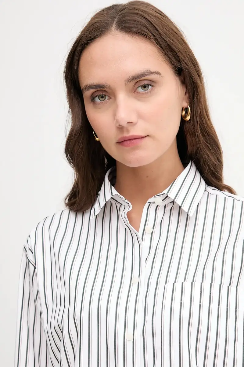 camicia in cotone donna colore verde CF0215 Bianco miniatura 4