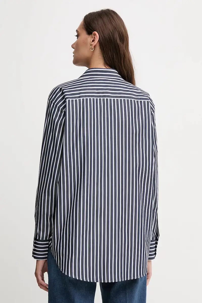 camicia in cotone donna colore verde CF0215 Blu navy miniatura 3