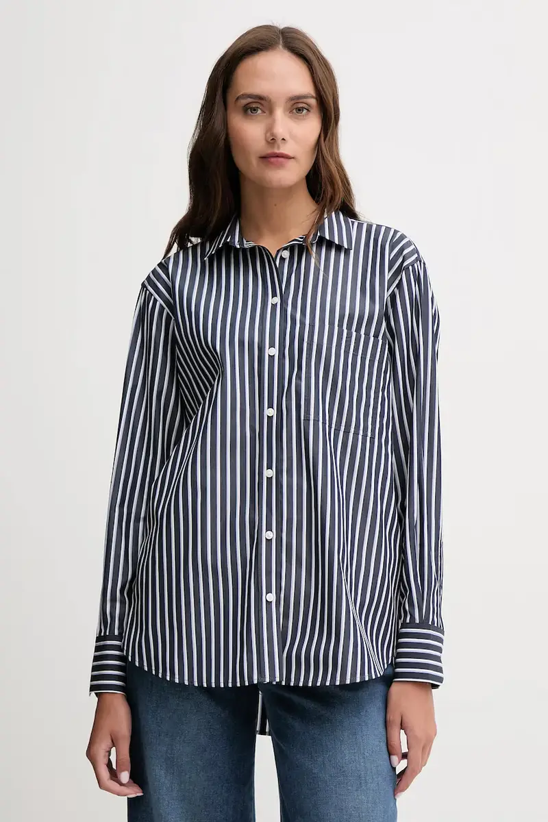 camicia in cotone donna colore verde CF0215 Blu navy