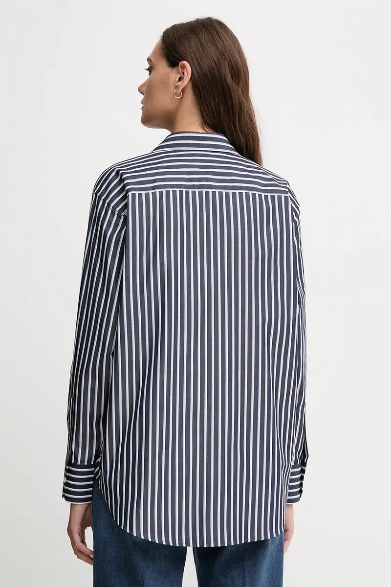 camicia in cotone donna colore verde CF0215 Blu navy miniatura 3