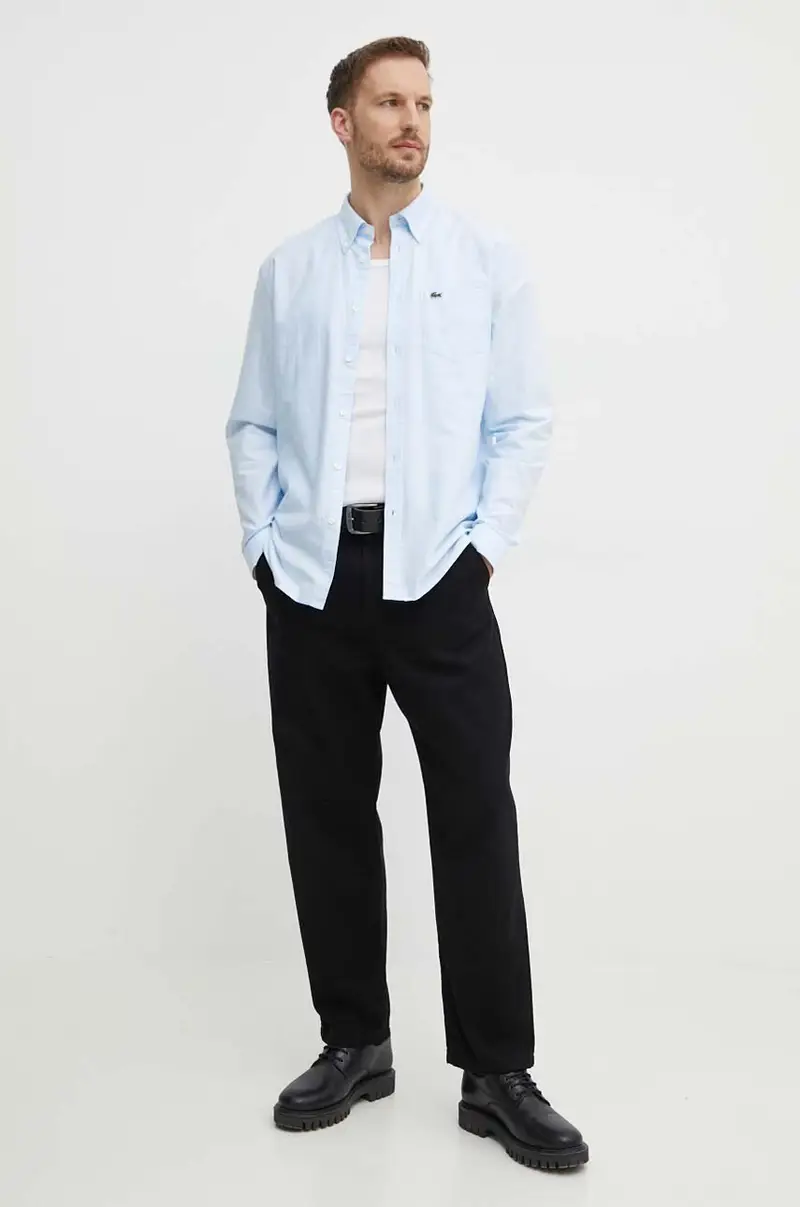 camicia in cotone uomo Blu miniatura 3