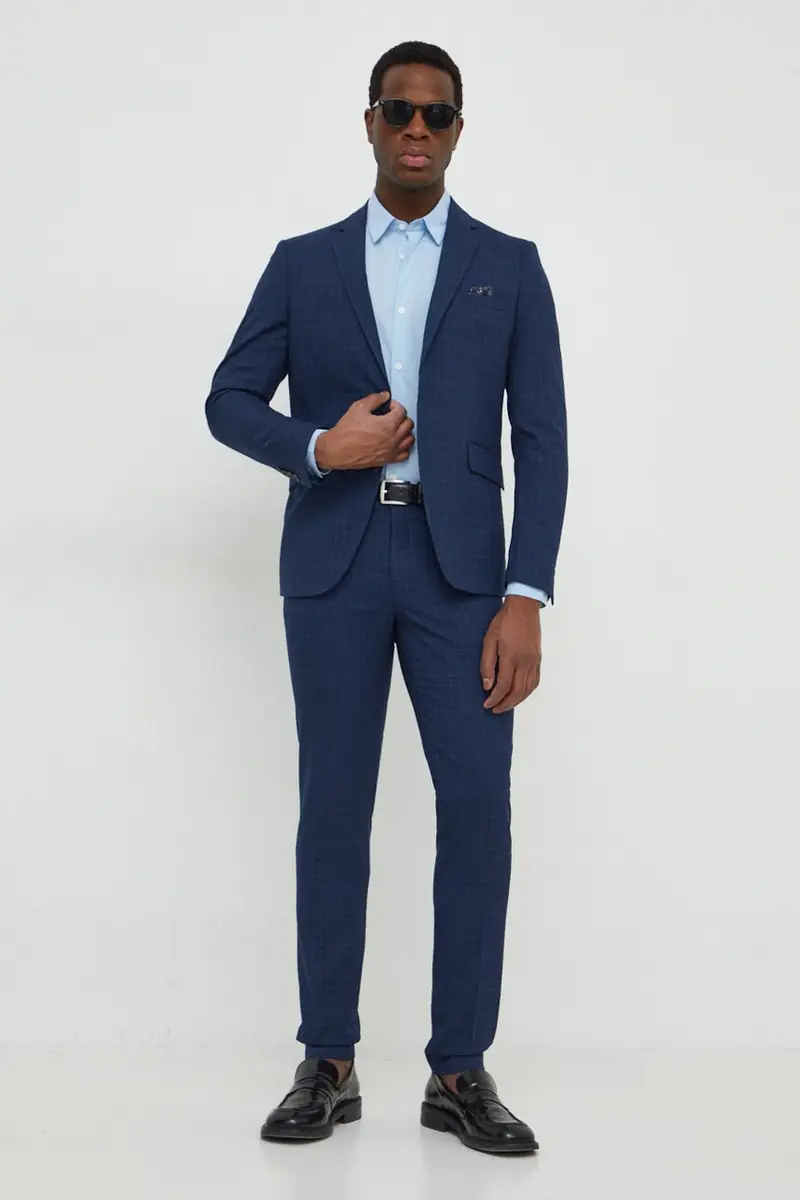 camicia in cotone uomo colore blu miniatura 2