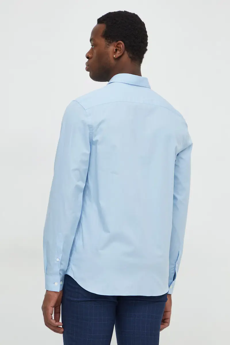 camicia in cotone uomo colore blu miniatura 3