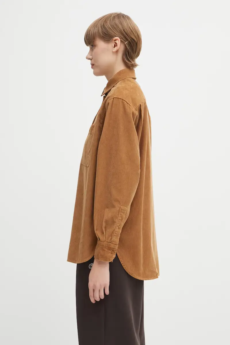 camicia in velluto a coste donna colore marrone CF5336 miniatura 2