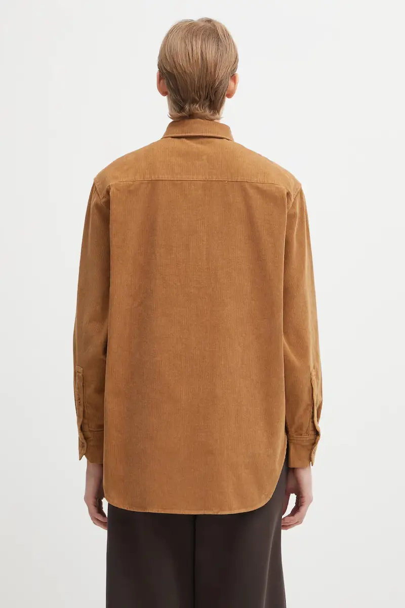 camicia in velluto a coste donna colore marrone CF5336 miniatura 3