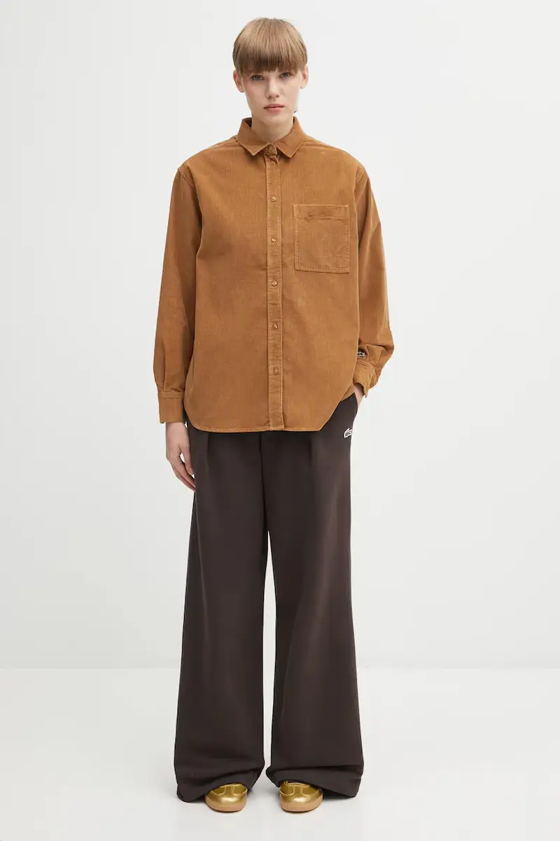 camicia in velluto a coste donna colore marrone CF5336 miniatura 5