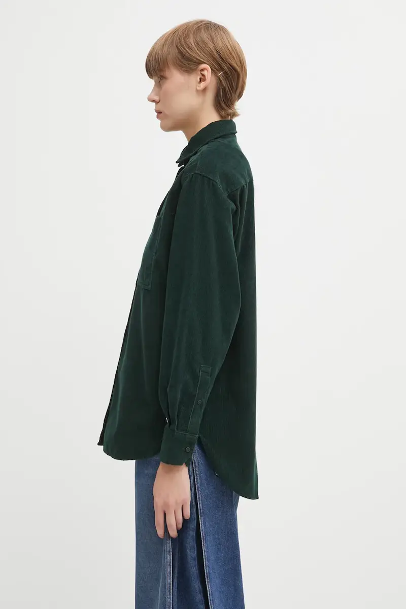 camicia in velluto a coste donna colore verde CF5336 miniatura 2
