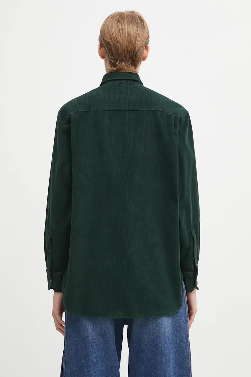 camicia in velluto a coste donna colore verde CF5336 miniatura 3