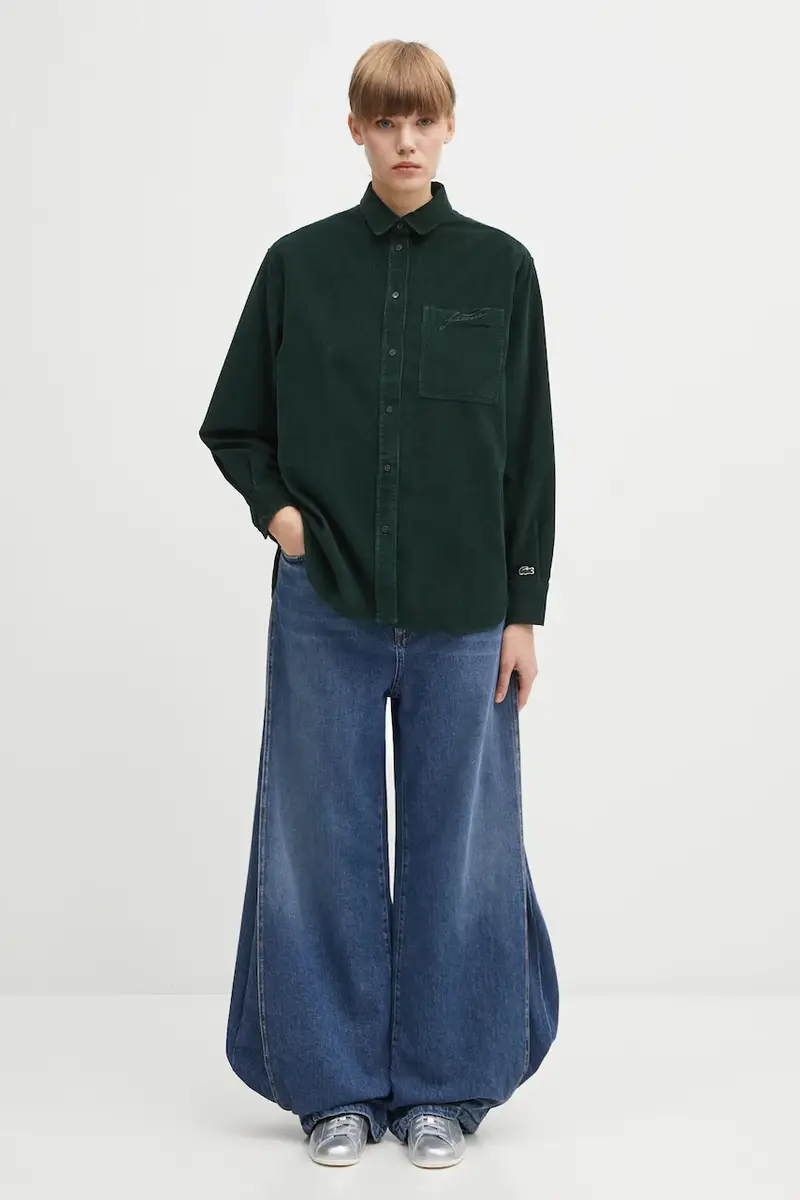 camicia in velluto a coste donna colore verde CF5336 miniatura 5