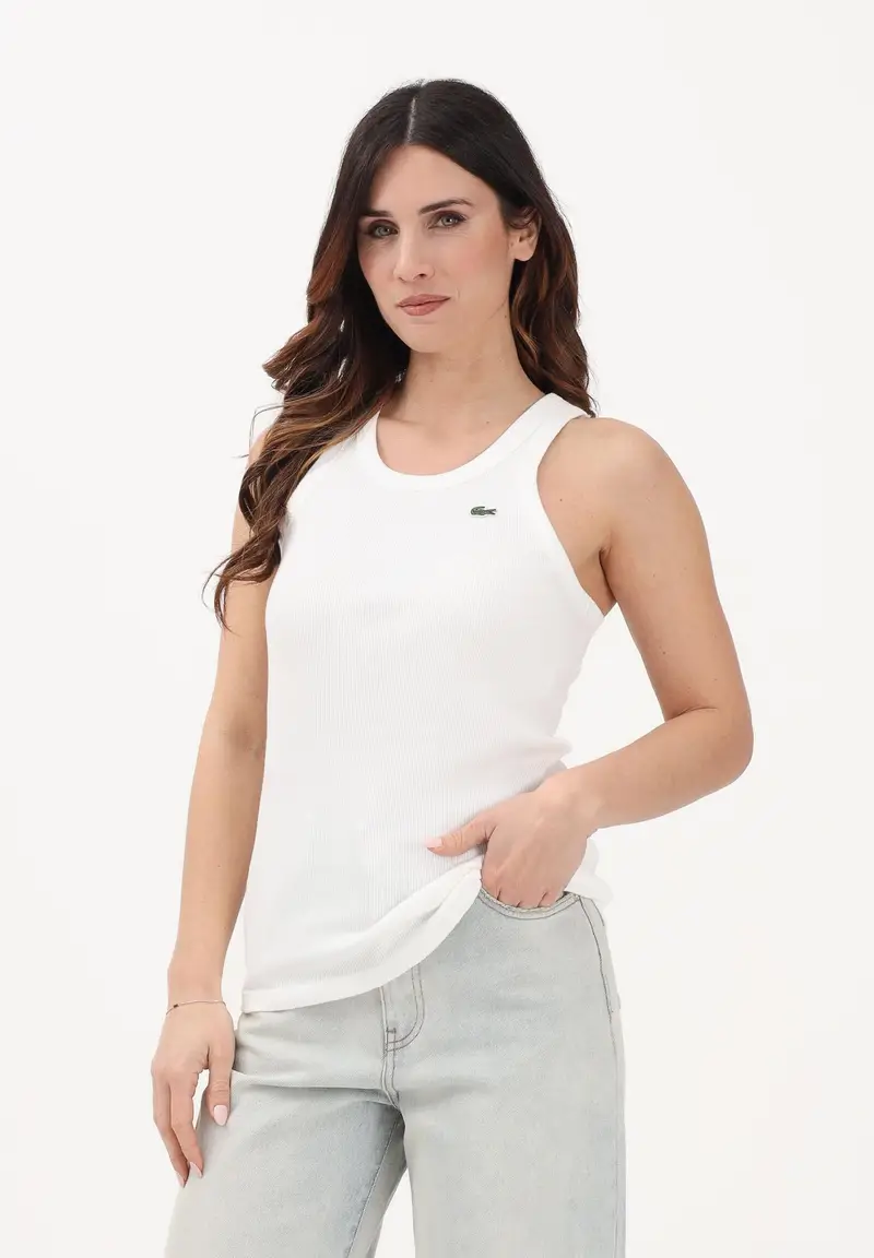 Canotta bianca da donna con logo miniatura 2