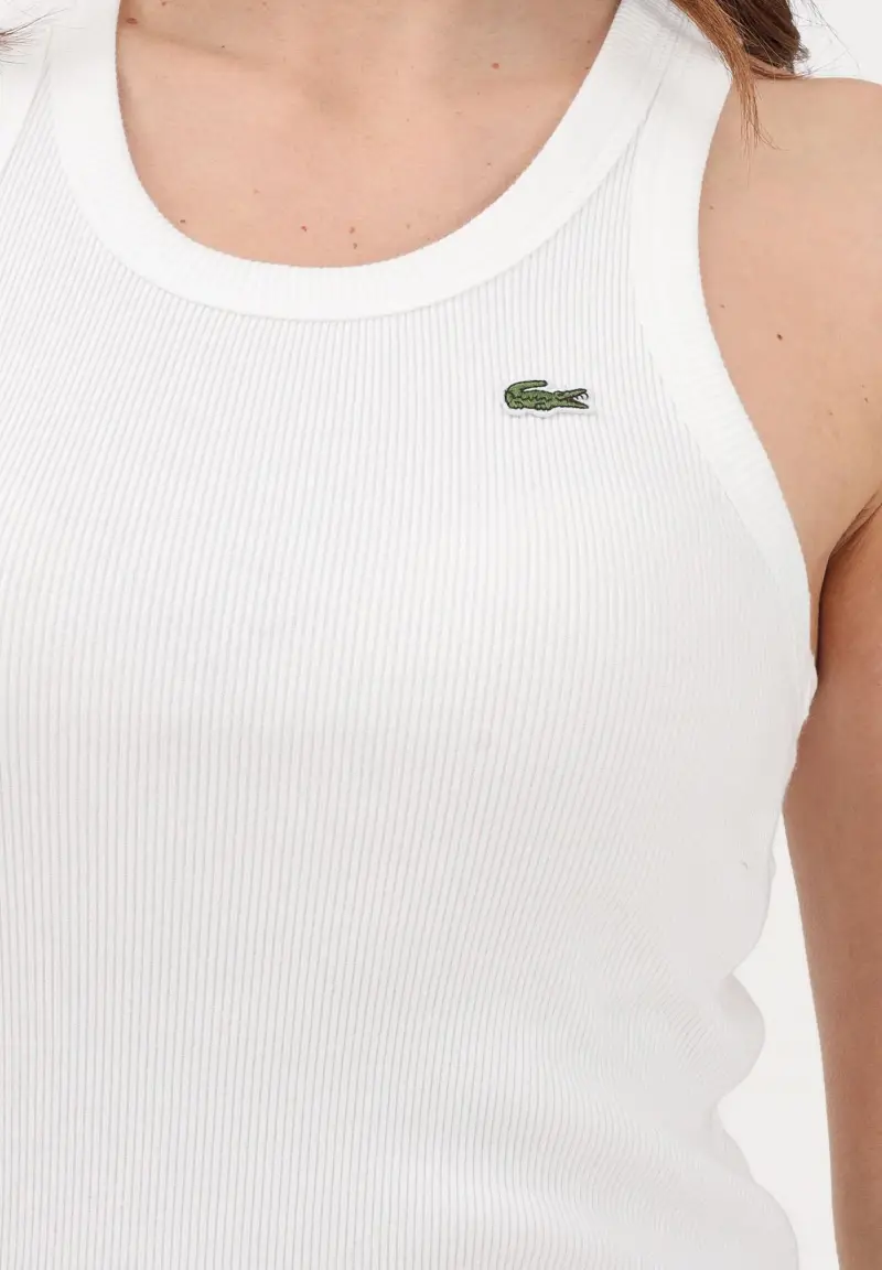 Canotta bianca da donna con logo miniatura 3