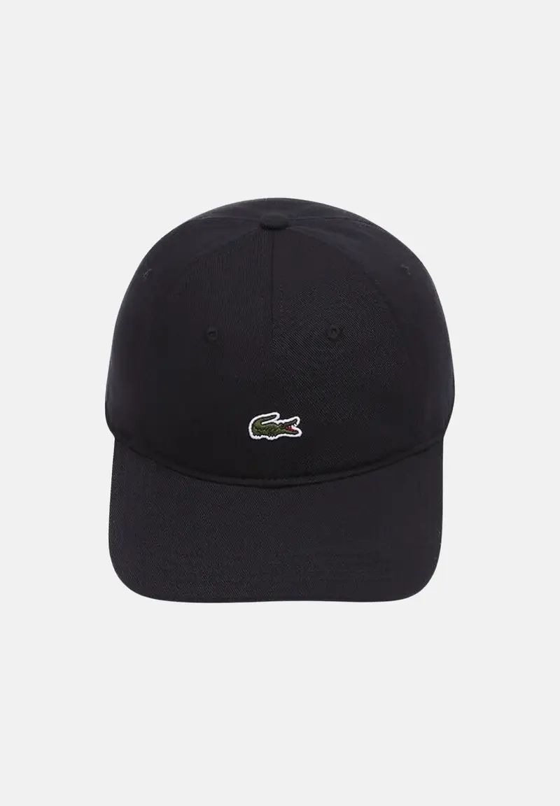 LACOSTE Cappello con visiera nero per uomo e donna con patch logo coccodrillo