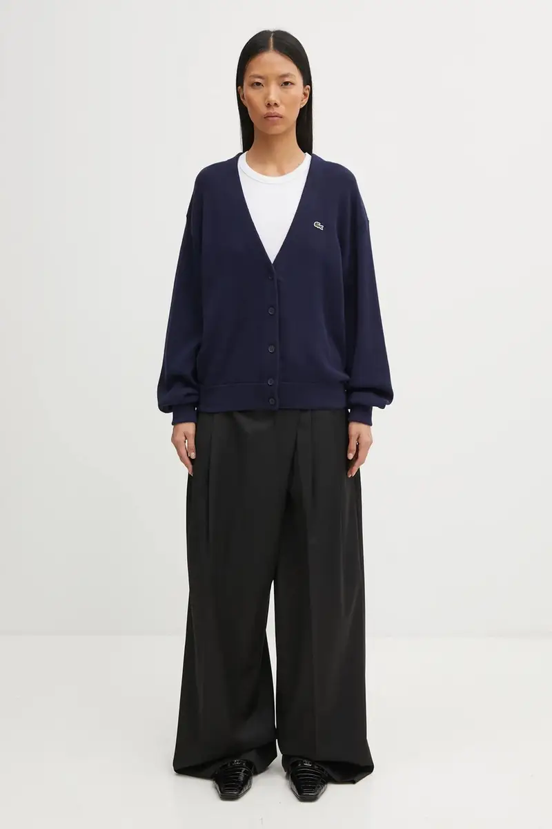 cardigan con lana colore blu navy AF4143 miniatura 5