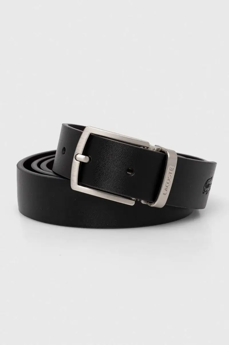 cintura in pelle con fibie sostituibili Nero