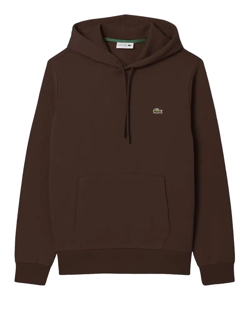 felpa cappuccio lacoste da uomo - marrone