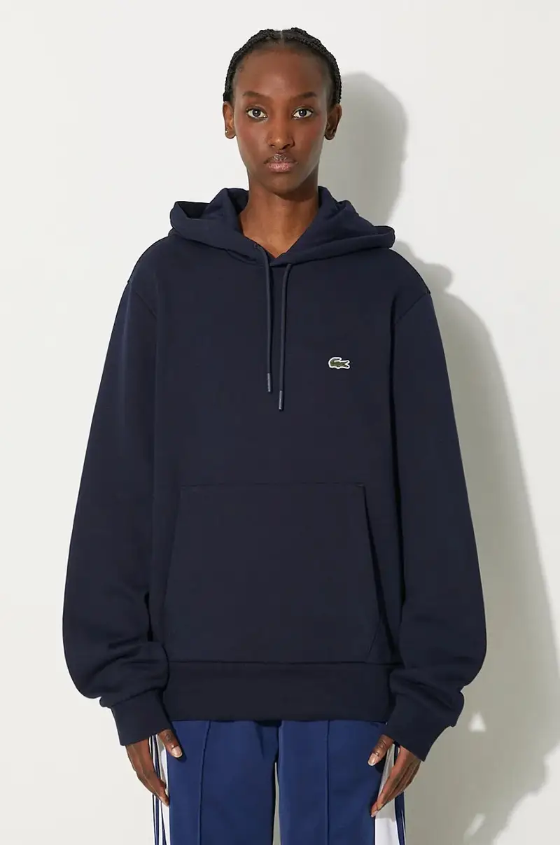 felpa colore blu navy con cappuccio