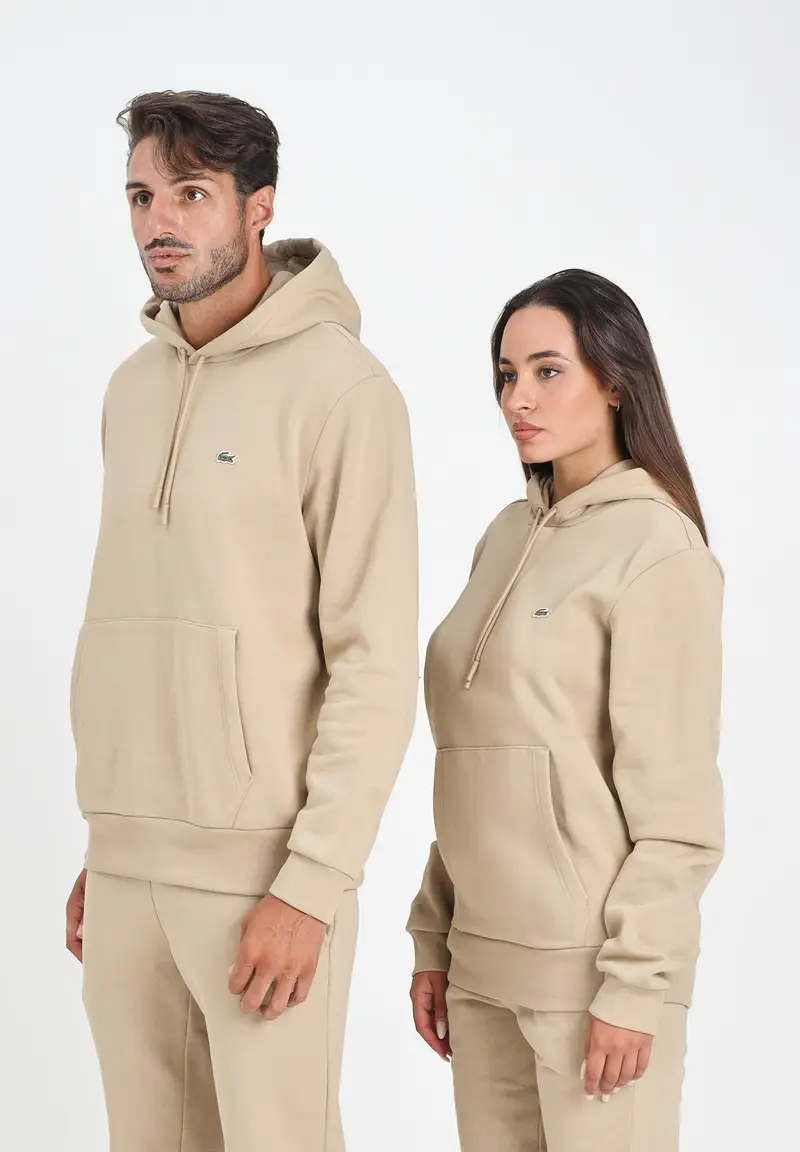 LACOSTE Felpa con cappuccio beige per uomo e donna