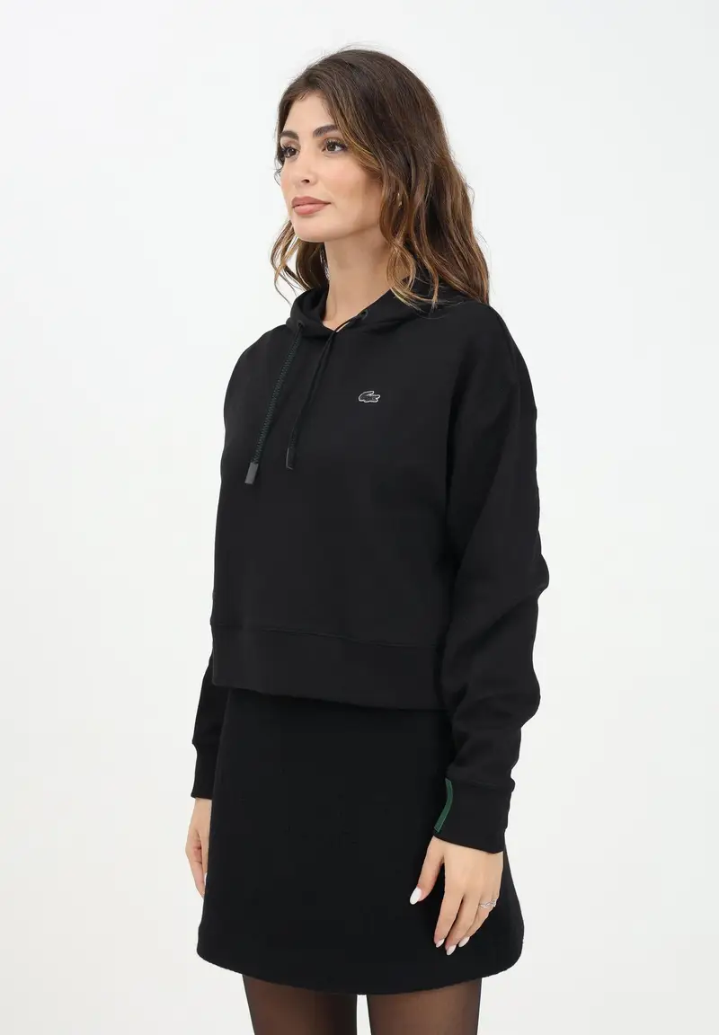 LACOSTE Felpa con cappuccio nera da donna