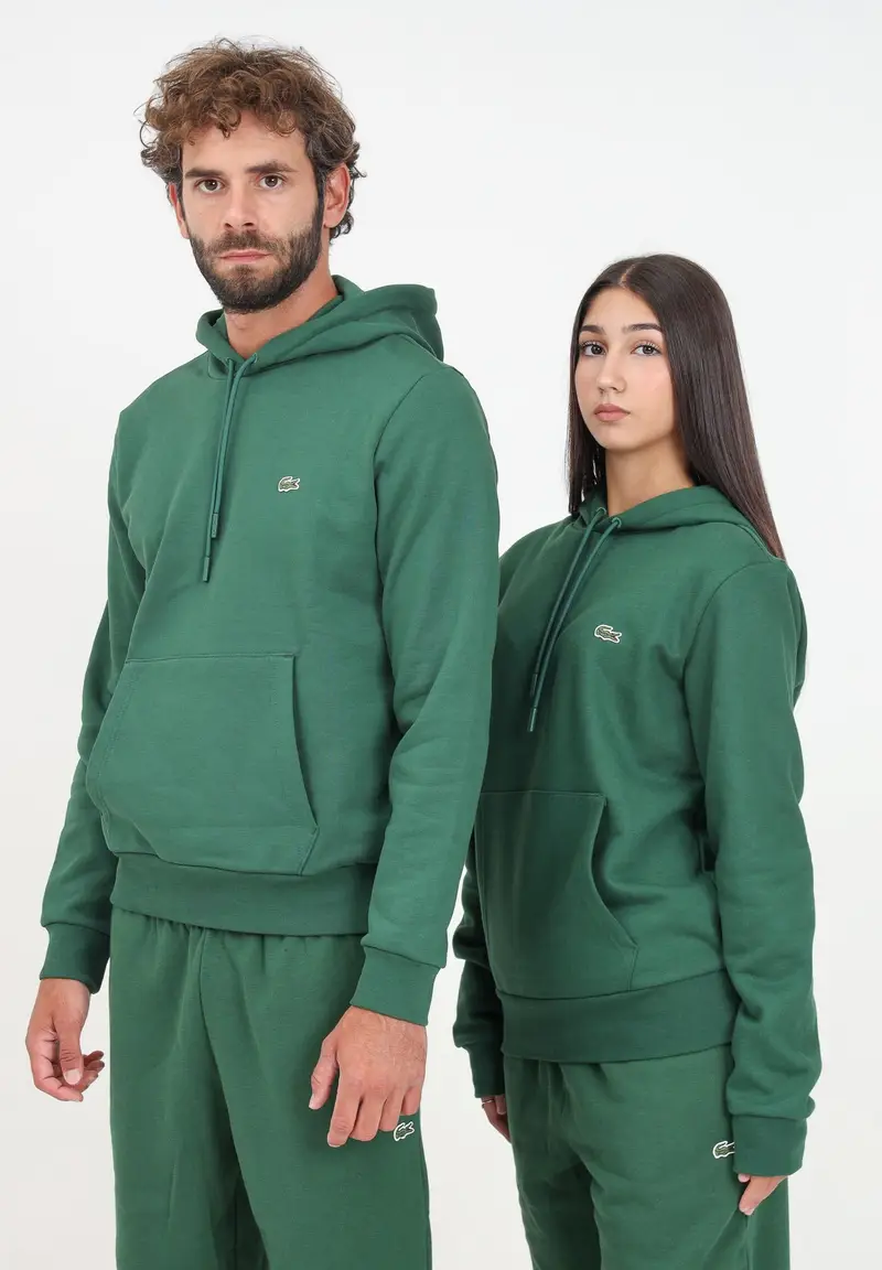 LACOSTE Felpa con cappuccio verde per uomo e donna