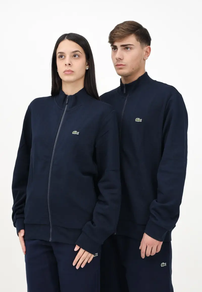 Felpa con zip blu per uomo e donna