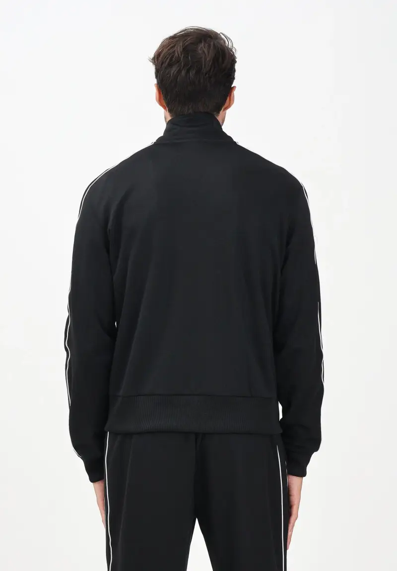 Felpa con zip in piqué Paris nera da uomo miniatura 3