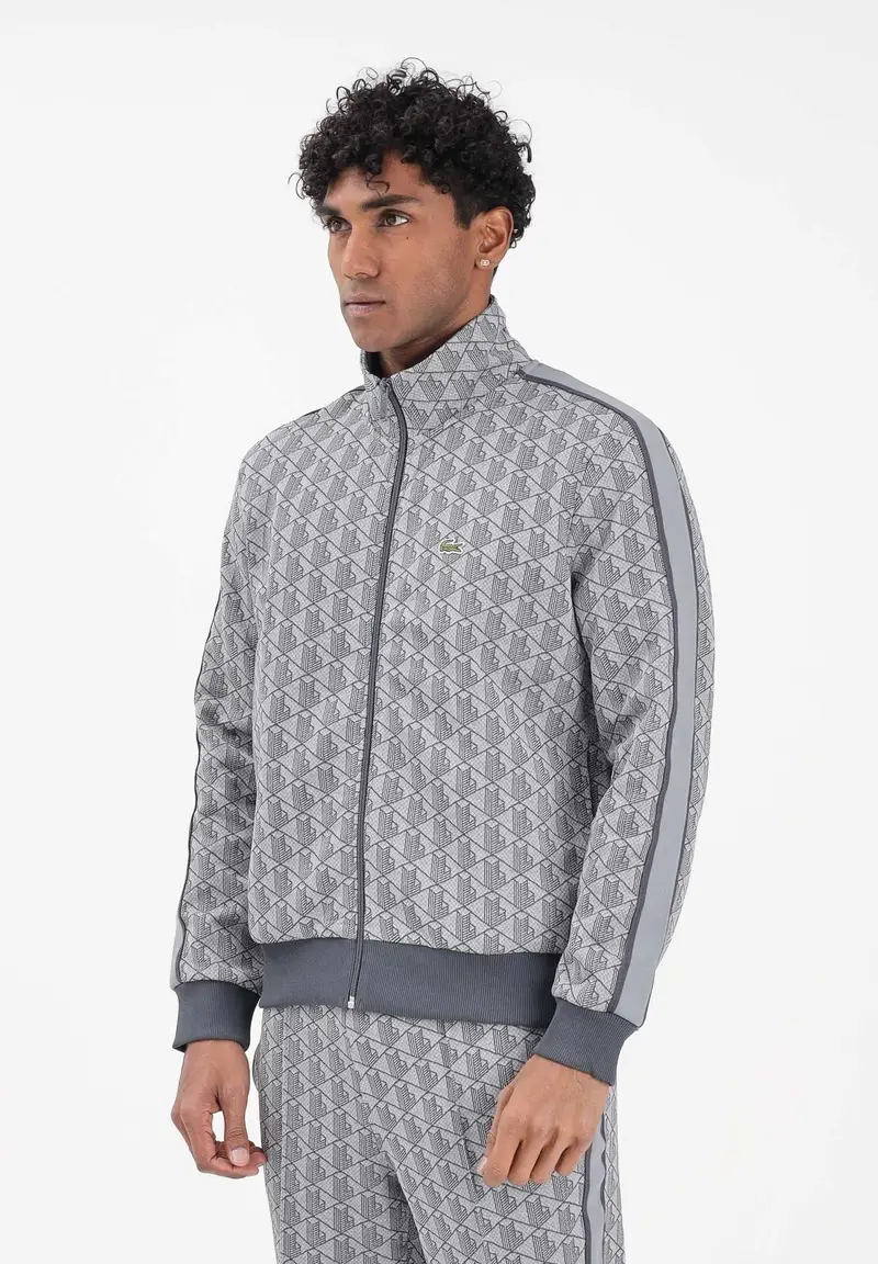 Felpa con zip Paris grigia da uomo