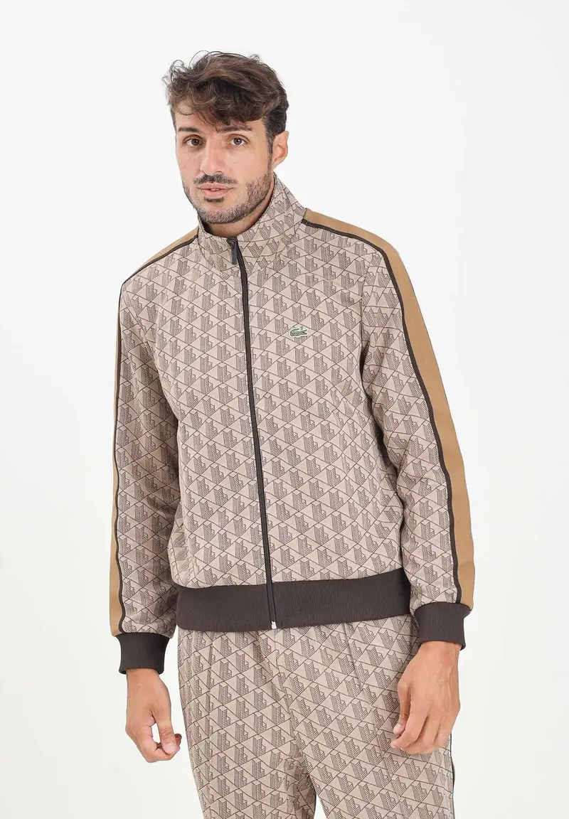 Felpa con zip Paris marrone da uomo miniatura 2