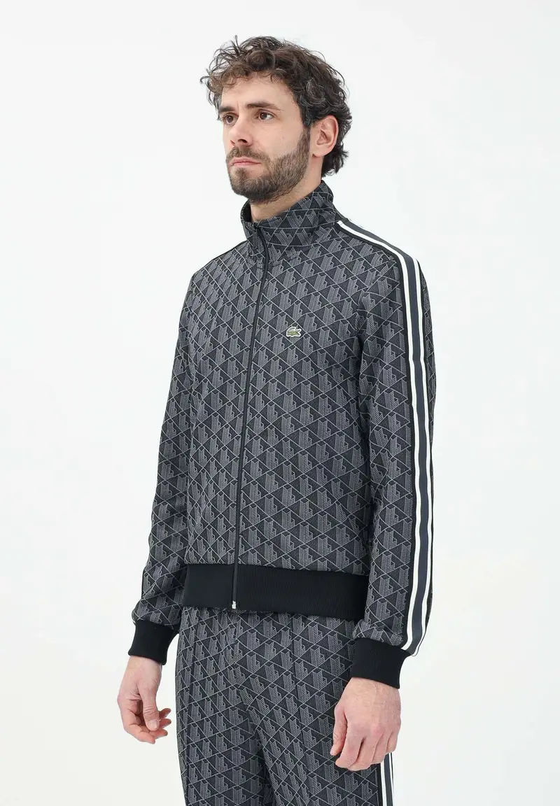 LACOSTE Felpa con zip Paris nera da uomo